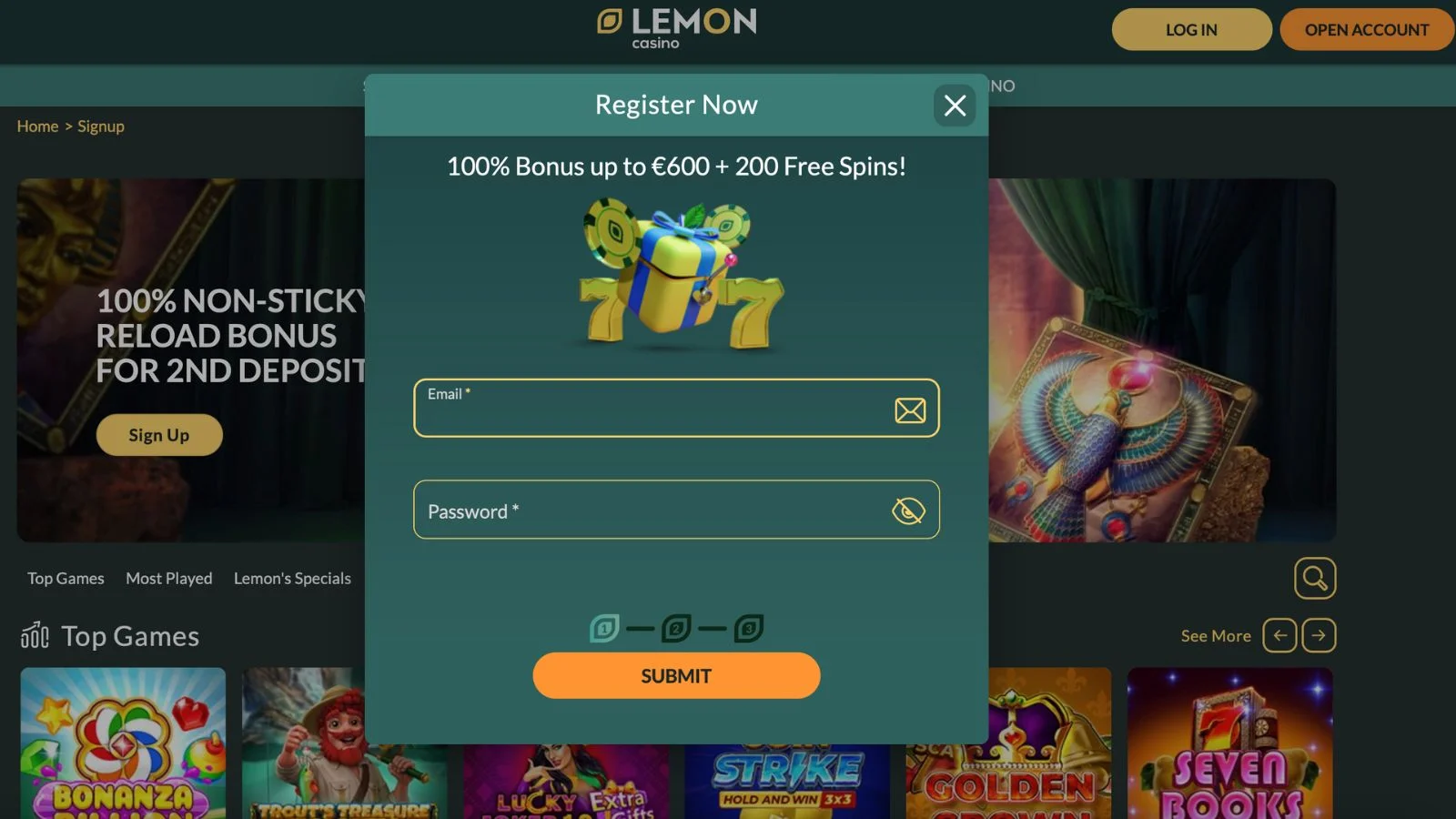 Lemon Casino regisztráció