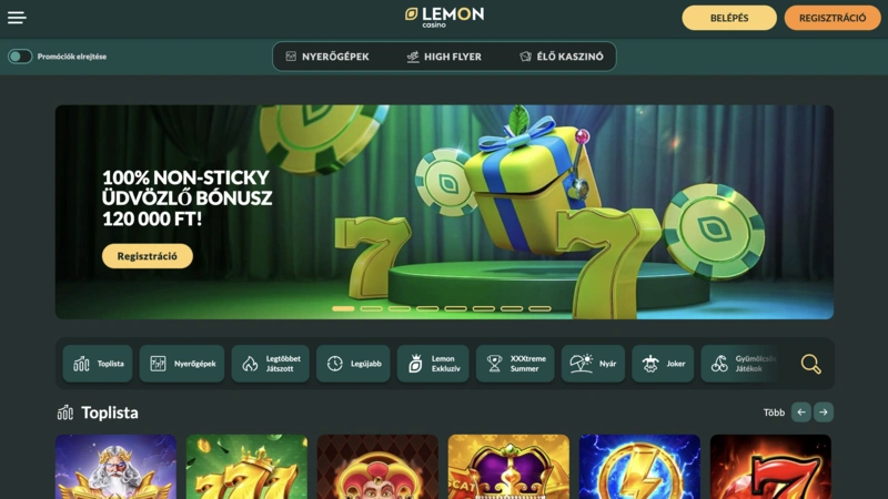 Lemon Casino főoldal